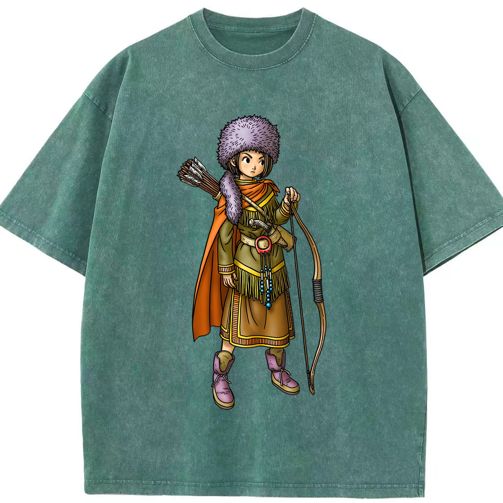 （画像用） ドラゴンクエスト Doragon Kuesuto Dragon Quest 綿100% ヴィンテージ風 半袖Tシャツ（フロントプリント）